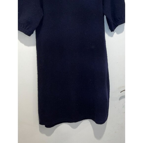 BCBG MaxAzria Navy laine Puff Sleeves Crew Neck Pullover Women's Sweater Dress S - Picture 5 of 10
